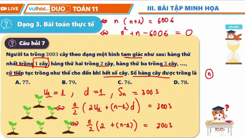 công thức cấp số cộng lớp 11