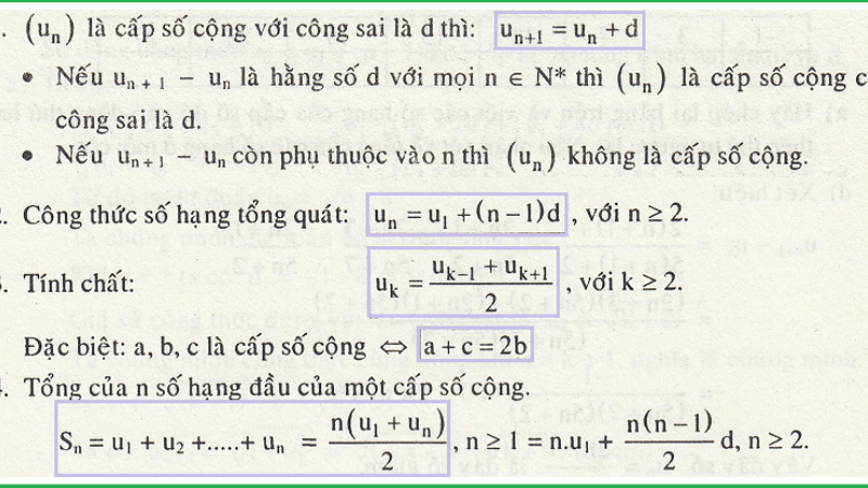 công thức tổng quát của cấp số cộng